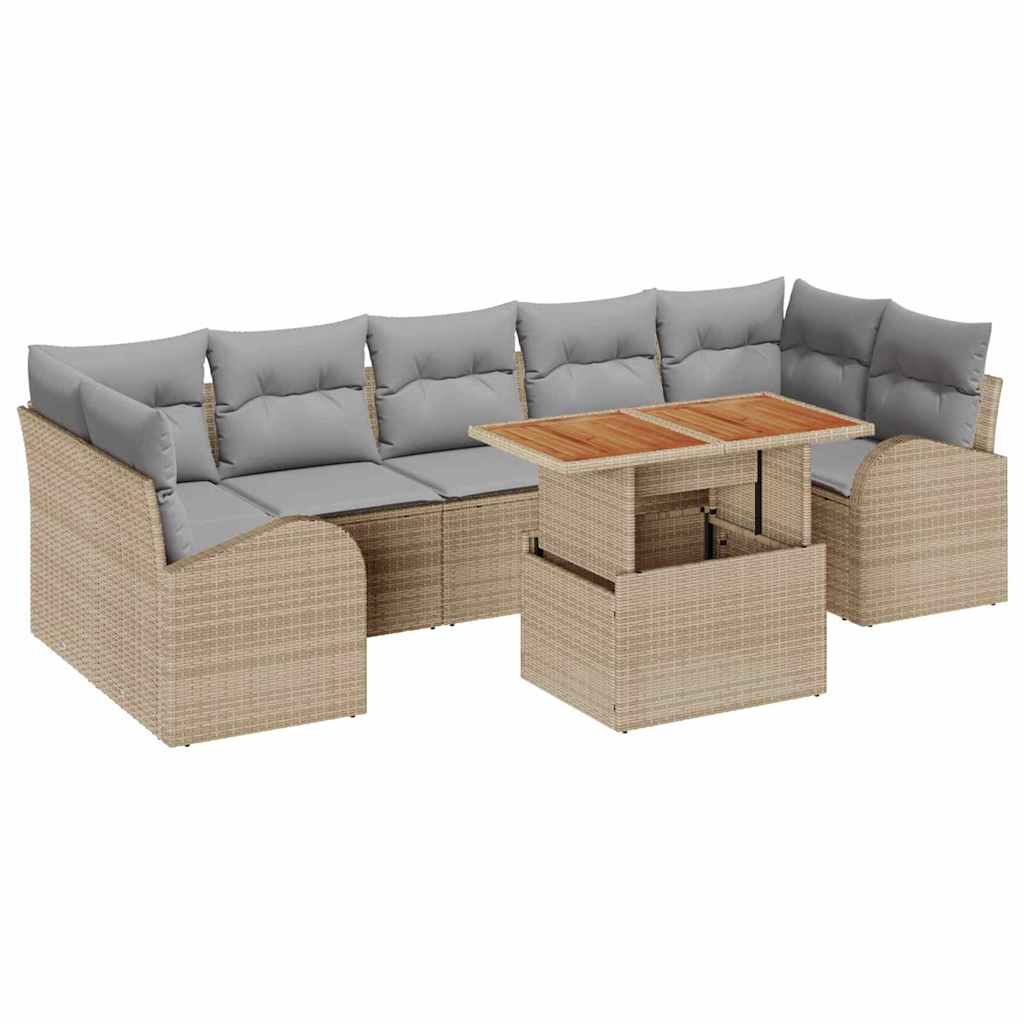 Ensemble de canapé de jardin 8 pcs Beige Poly rotin - XIOS