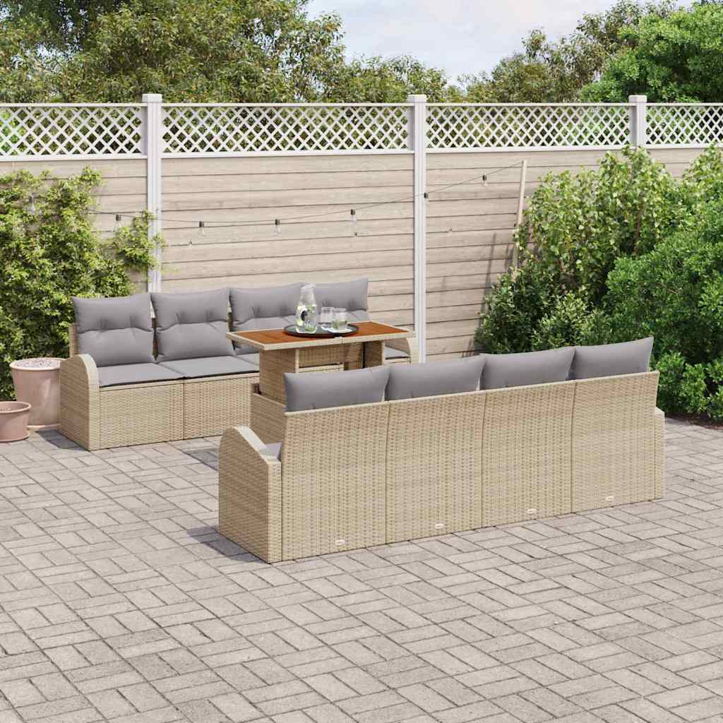 Ensemble de canapé de jardin 9 pcs Beige Poly rotin - XIOS