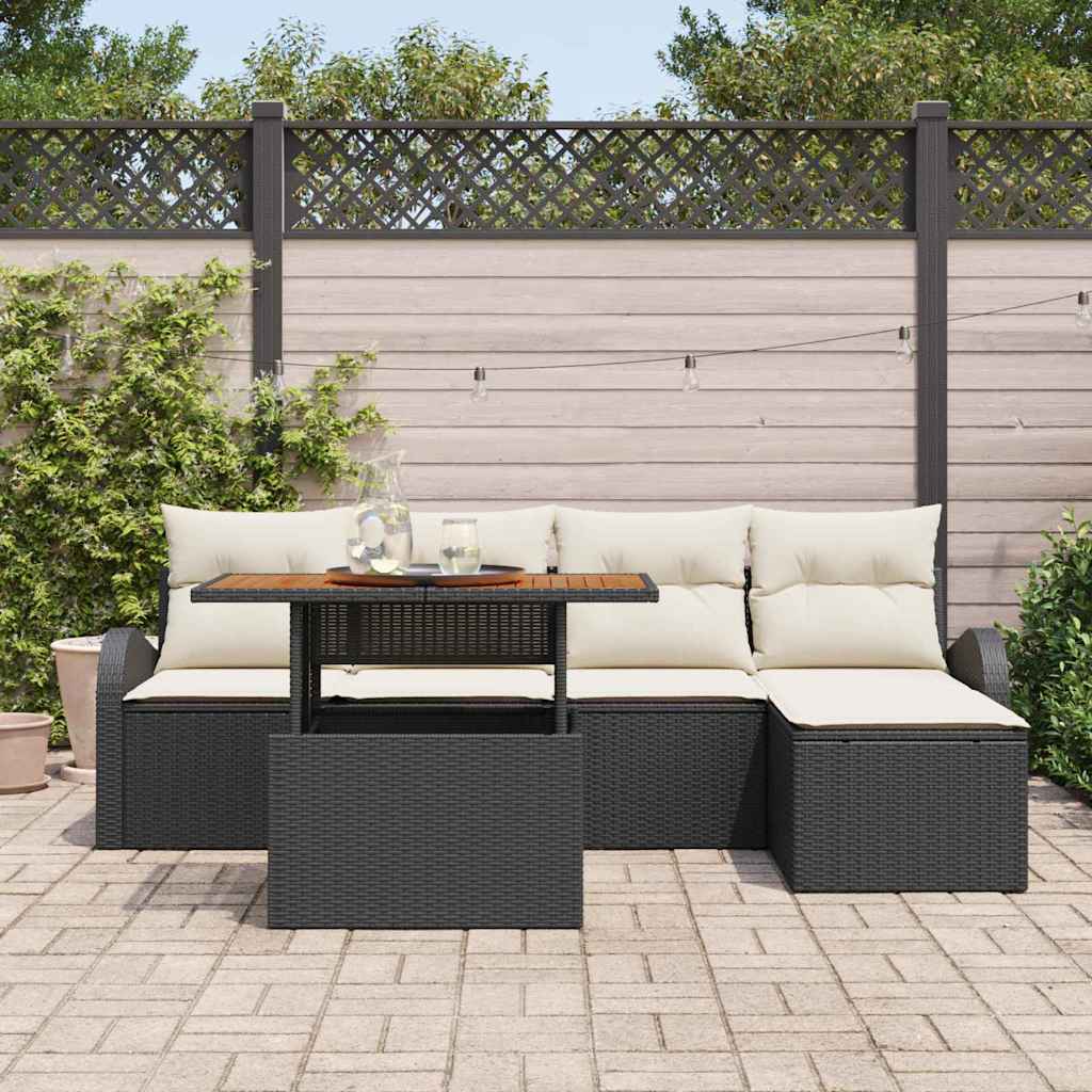 Ensemble de canapé de jardin 6 pcs Noir Poly rotin - XIOS