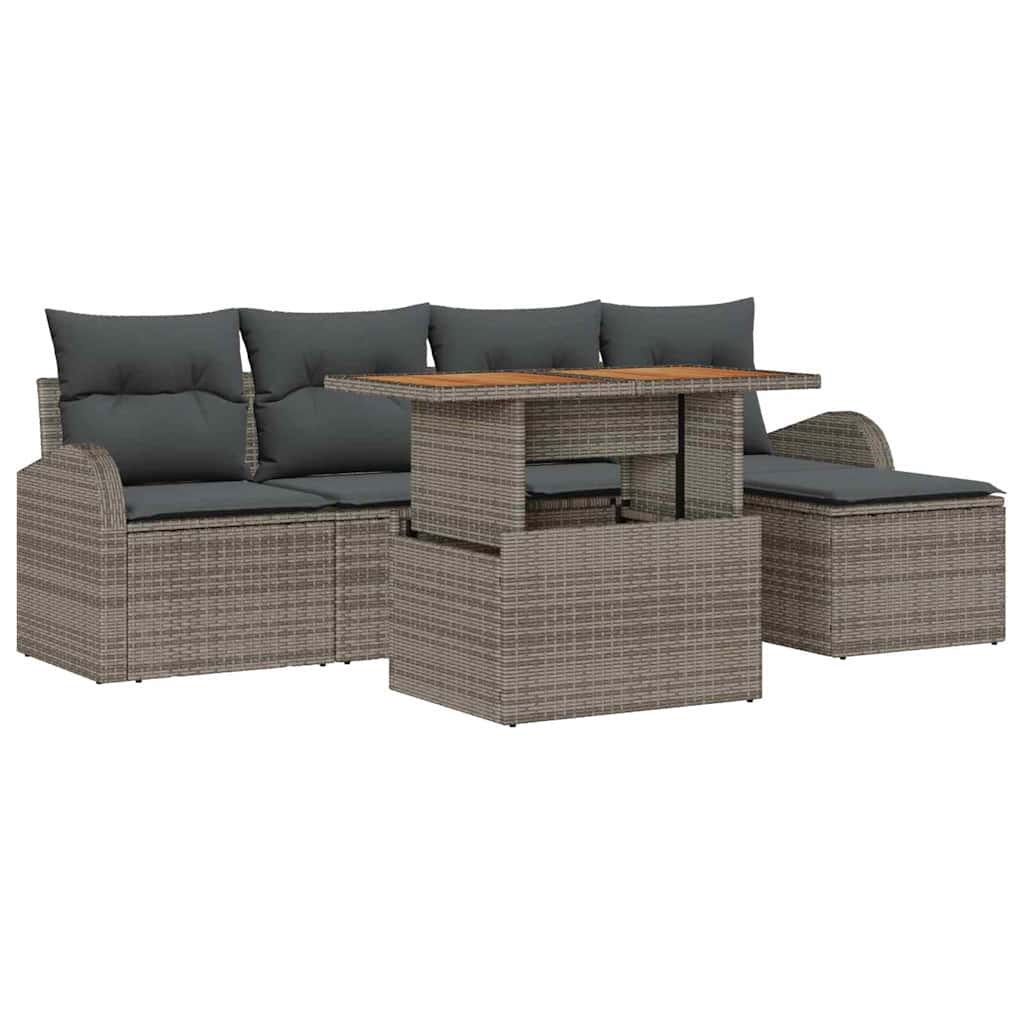 Ensemble de canapé de jardin 6 pcs Gris Poly rotin - XIOS