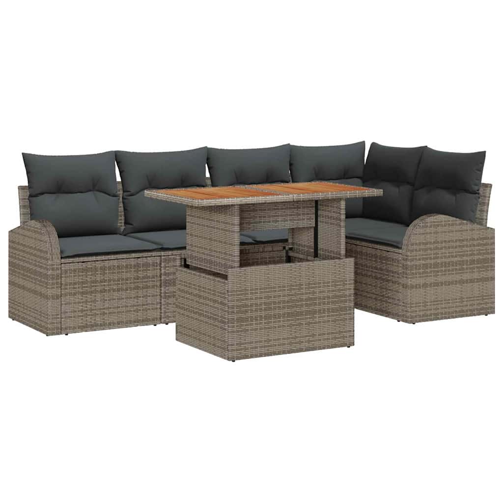 Ensemble de canapé de jardin 6 pc Gris Poly rotin