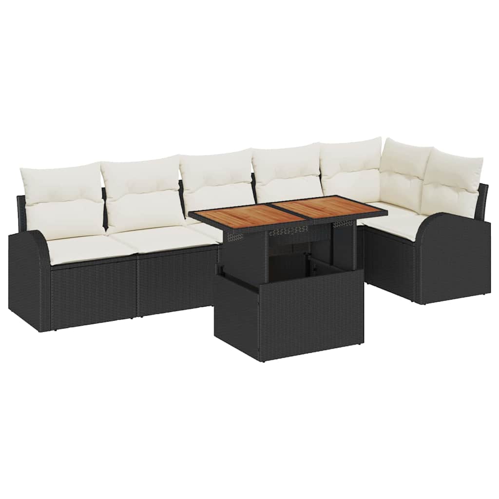 Ensemble de canapé de jardin 7 pcs Noir Poly rotin - XIOS