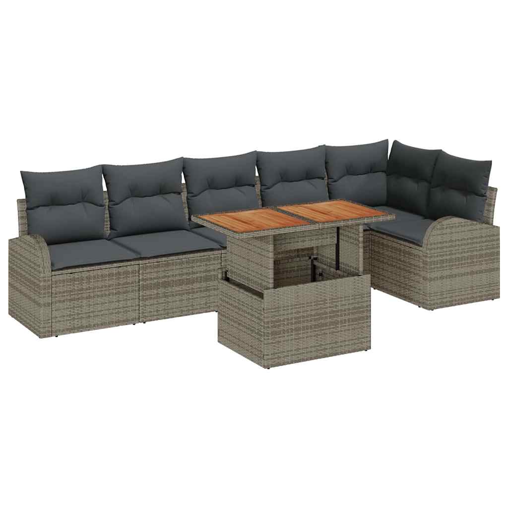 Ensemble de canapé de jardin 7 pc Gris Poly rotin