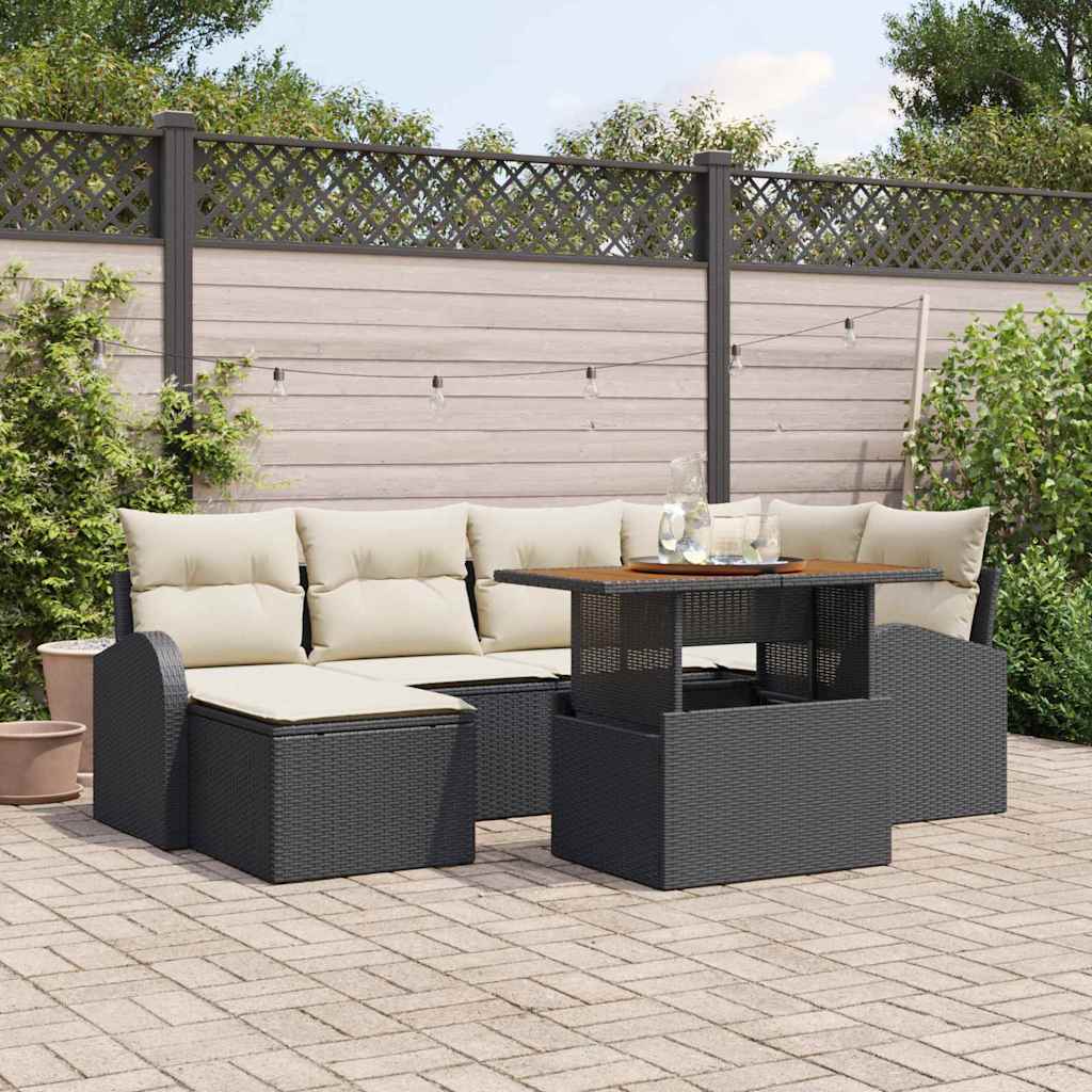 Ensemble de canapé de jardin 7 pcs Noir Poly rotin - XIOS