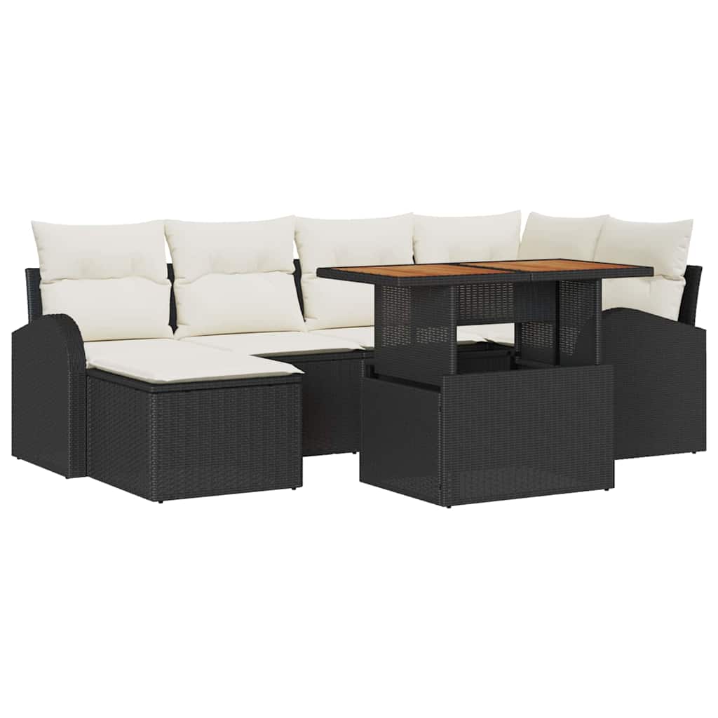 Ensemble de canapé de jardin 7 pcs Noir Poly rotin - XIOS