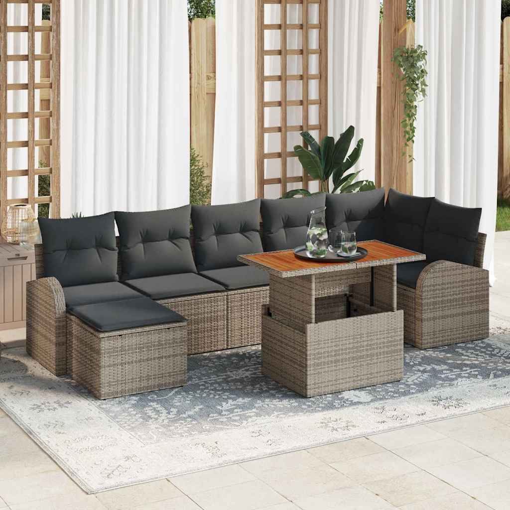Ensemble de canapé de jardin 8 pcs Gris Poly rotin - XIOS