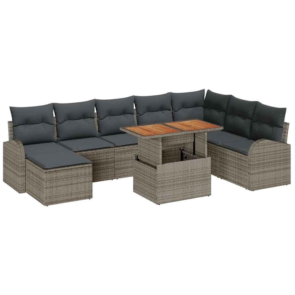 Ensemble de canapé de jardin 9 pcs Gris Poly rotin - XIOS