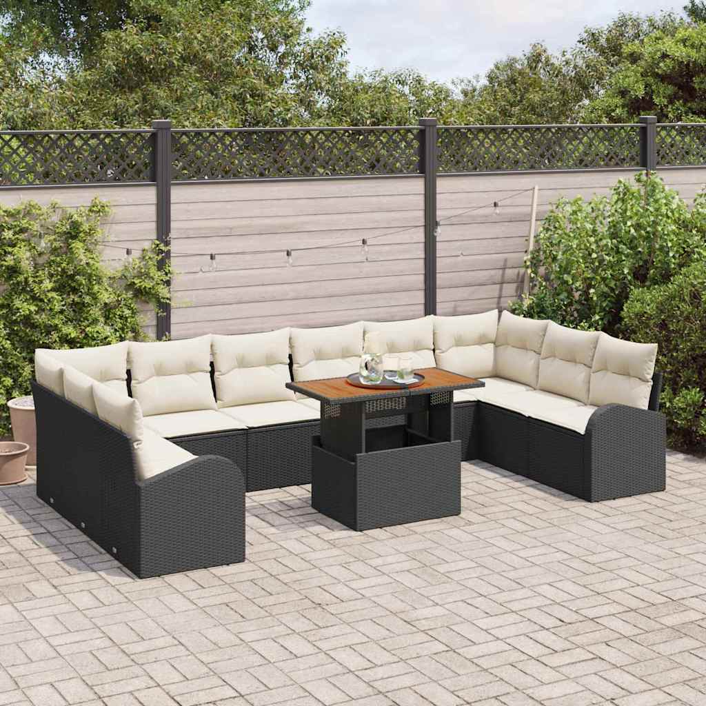 Ensemble de canapé de jardin 11 pcs Noir Poly rotin - XIOS