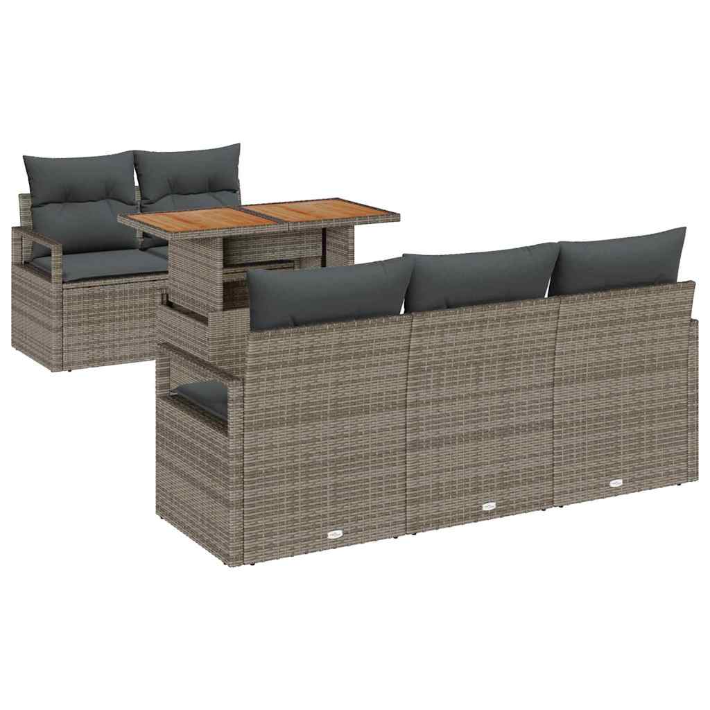 Ensemble de canapé de jardin 6 pcs Gris Poly rotin - XIOS