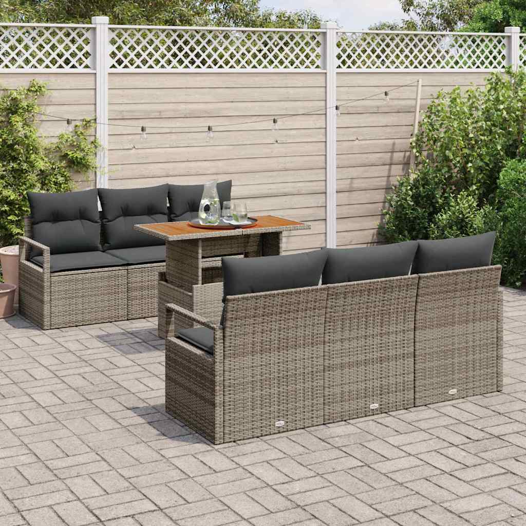 Ensemble de canapé de jardin 7 pcs Gris Poly rotin - XIOS