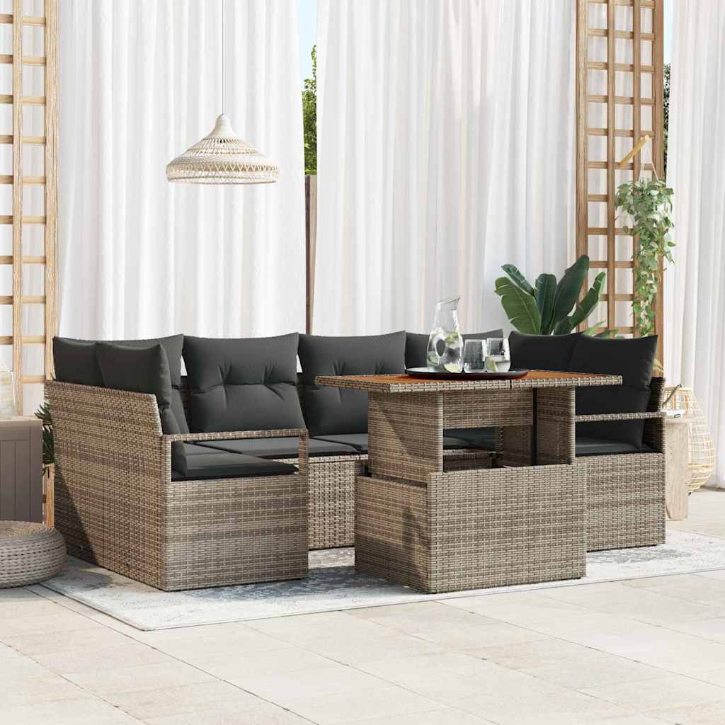 Ensemble de canapé de jardin 7 pcs Gris Poly rotin - XIOS