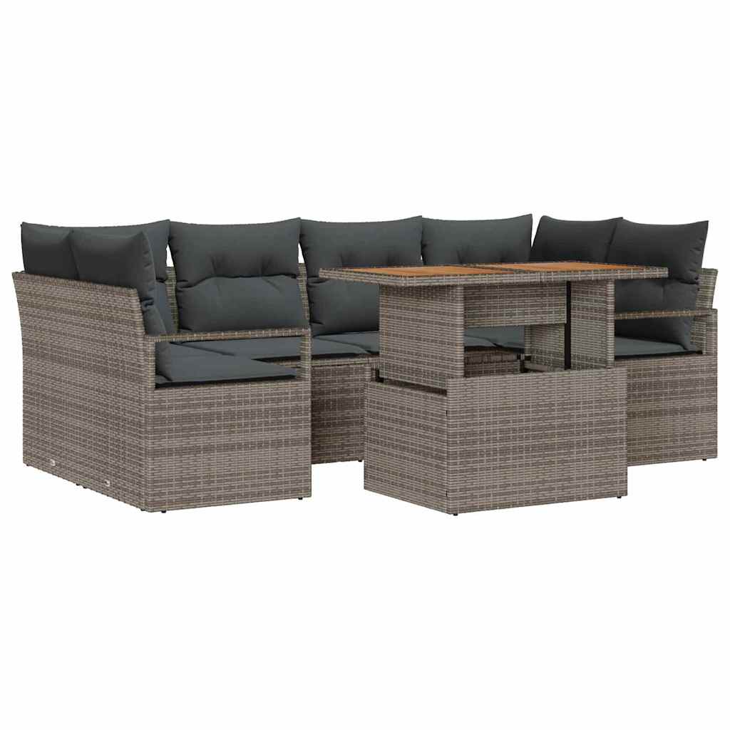 Ensemble de canapé de jardin 7 pcs Gris Poly rotin - XIOS