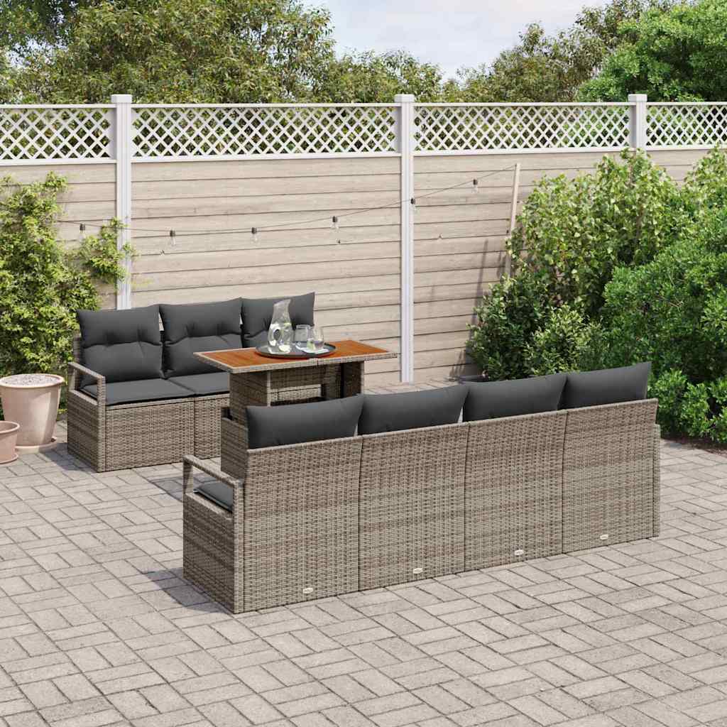 Ensemble de canapé de jardin 8 pcs Gris Poly rotin - XIOS