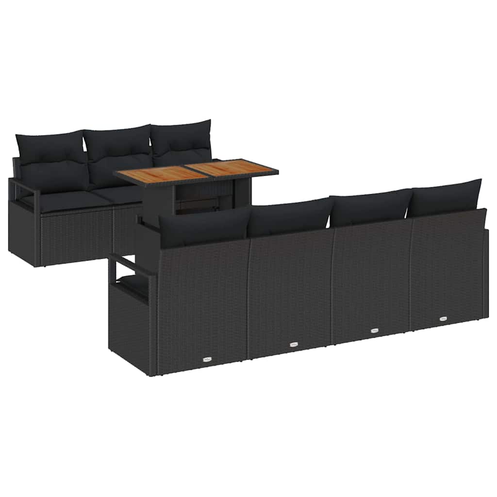 Ensemble de canapé de jardin 8 pcs Noir Poly rotin - XIOS