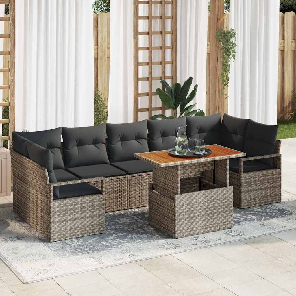 Ensemble de canapé de jardin 8 pcs Gris Poly rotin - XIOS