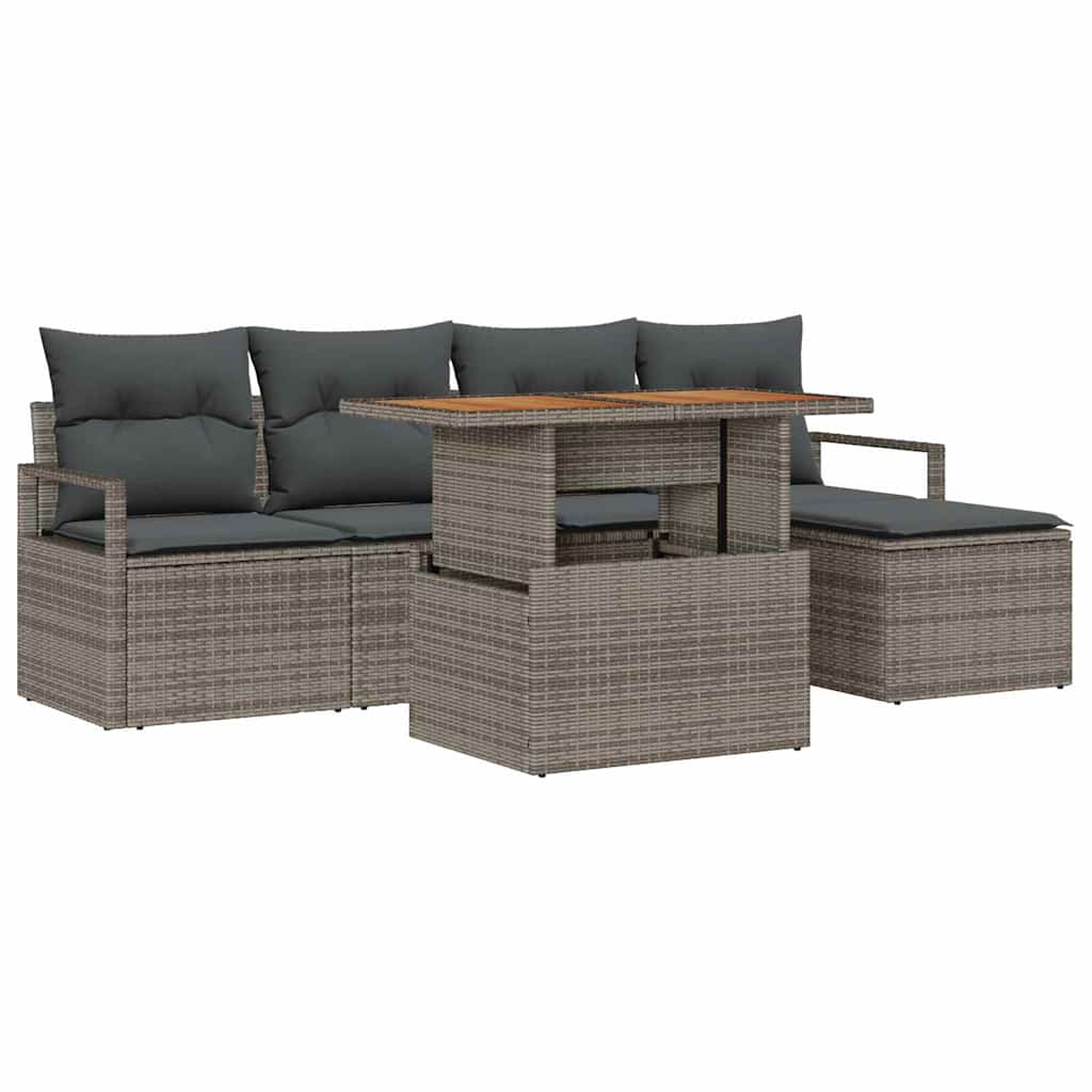 Ensemble de canapé de jardin 6 pcs Gris Poly rotin - XIOS