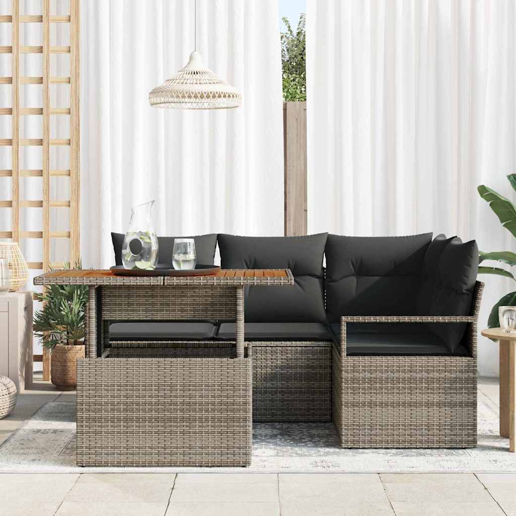 Ensemble de canapé de jardin 5 pcs Gris Poly rotin - XIOS