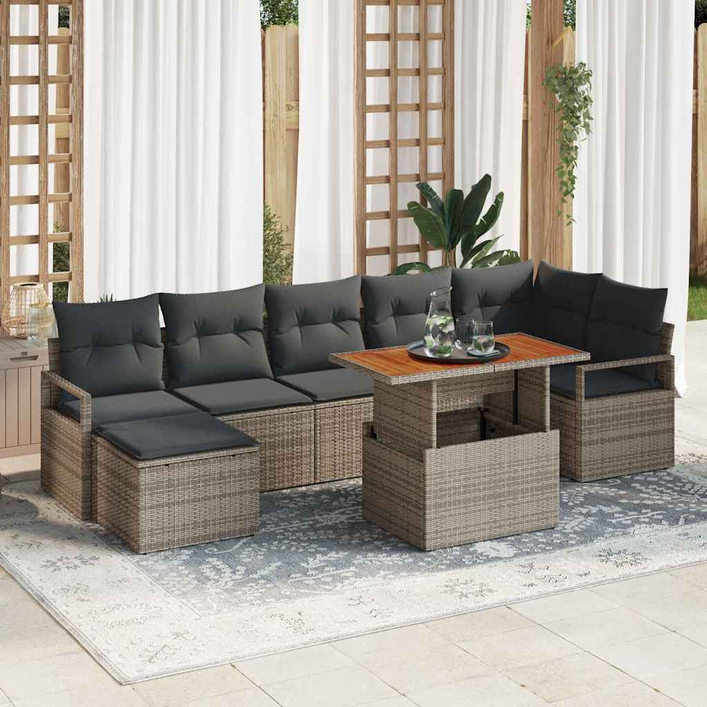 Ensemble de canapé de jardin 8 pcs Gris Poly rotin - XIOS