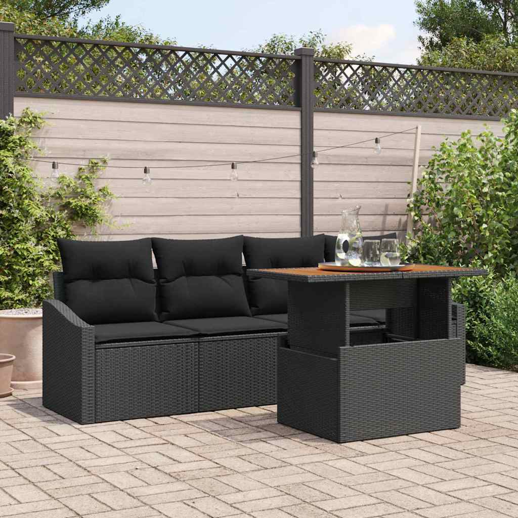 Ensemble de canapé de jardin 5 pcs Noir Poly rotin - XIOS