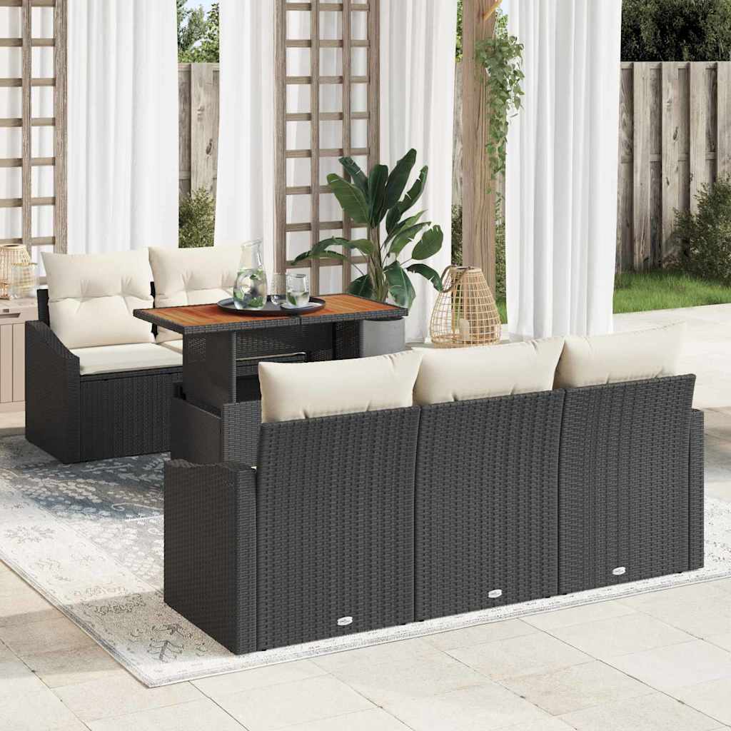 Ensemble de canapé de jardin 6 pcs Noir Poly rotin - XIOS