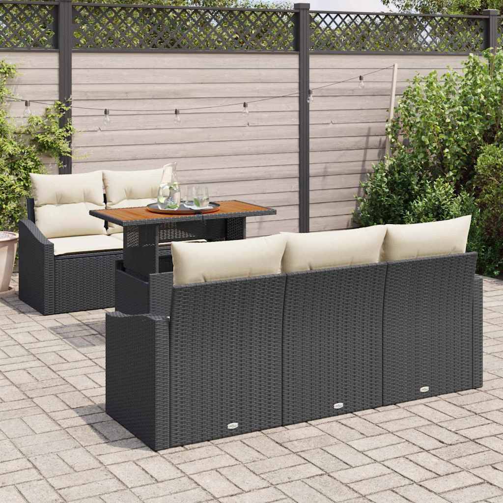 Ensemble de canapé de jardin 6 pcs Noir Poly rotin - XIOS