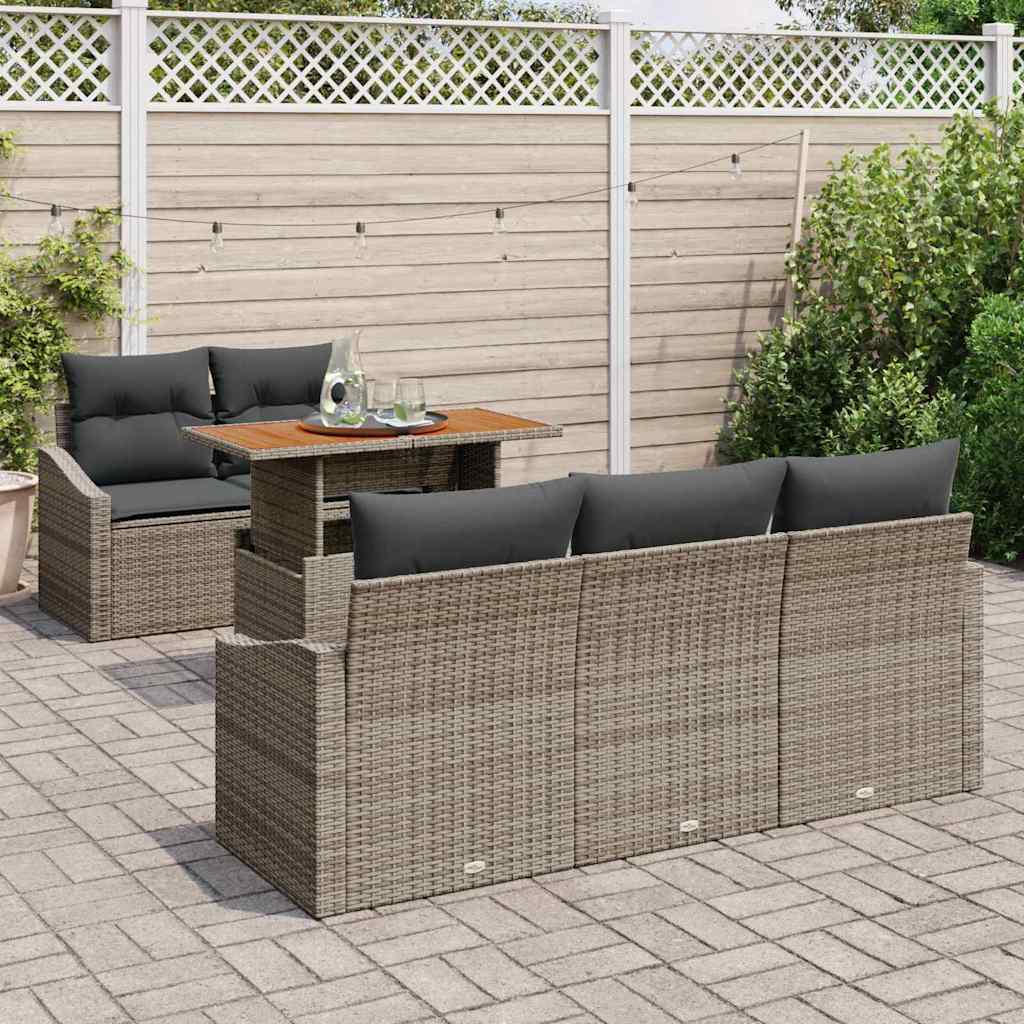 Ensemble de canapé de jardin 6 pcs Gris Poly rotin - XIOS