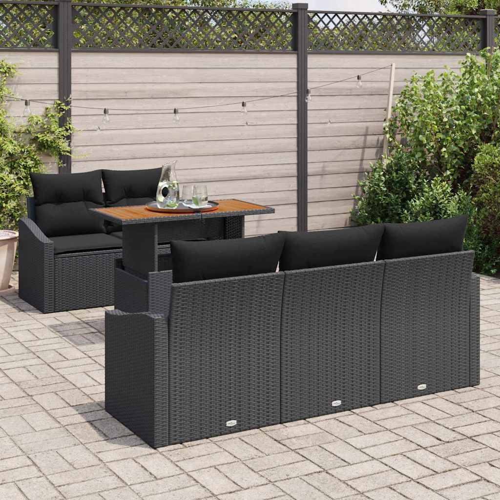 Ensemble de canapé de jardin 6 pcs Noir Poly rotin - XIOS