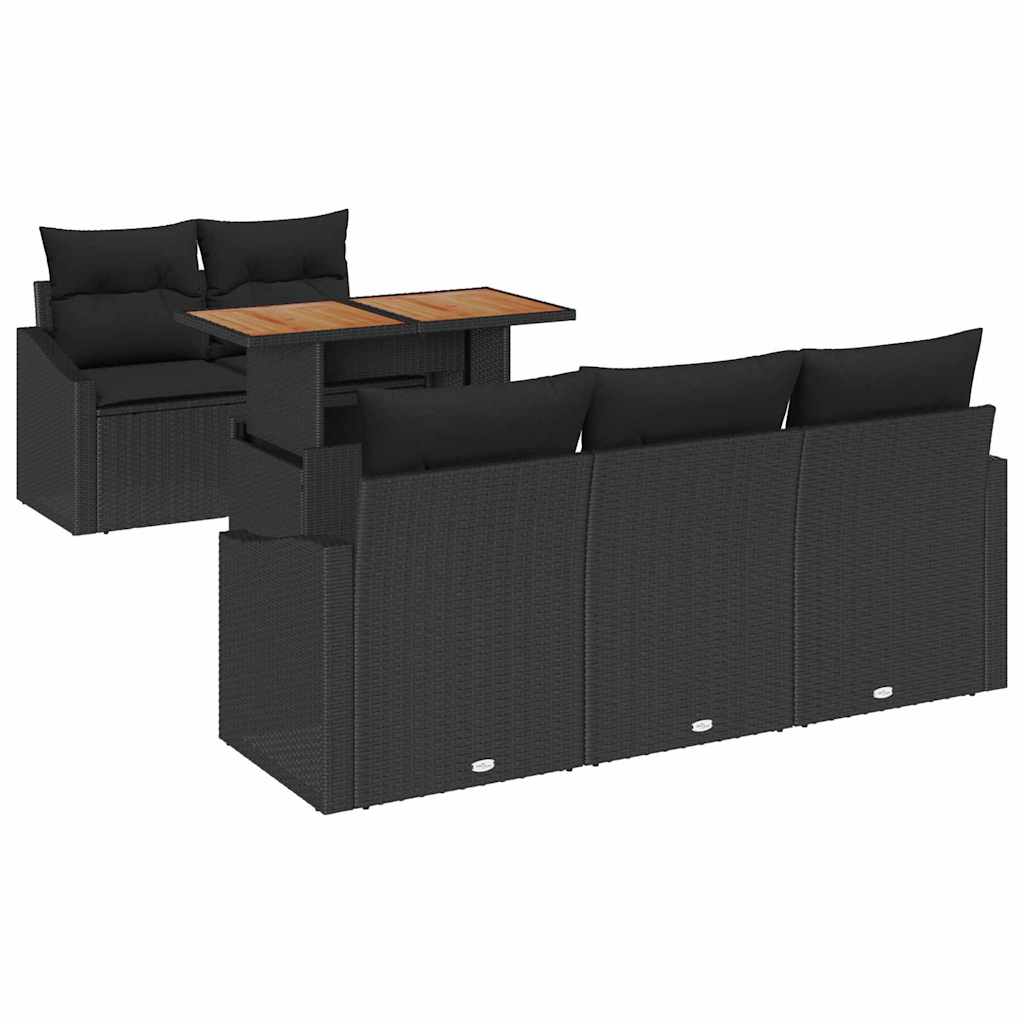 Ensemble de canapé de jardin 6 pcs Noir Poly rotin - XIOS