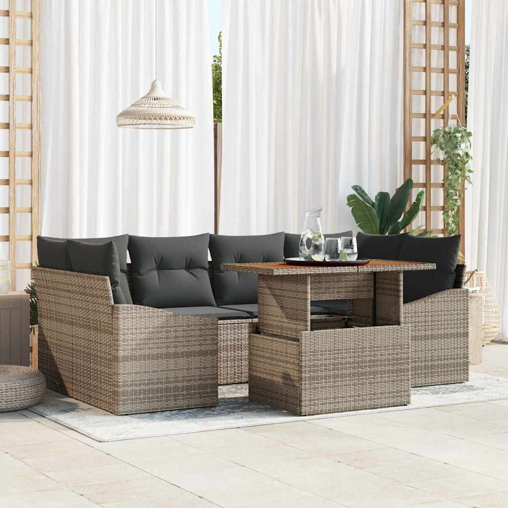 Ensemble de canapé de jardin 7 pcs Gris Poly rotin - XIOS