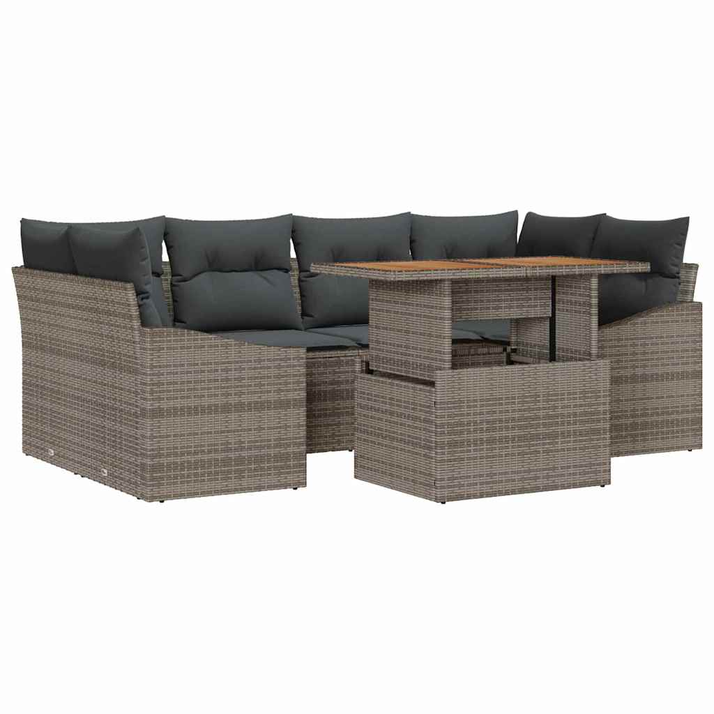 Ensemble de canapé de jardin 7 pcs Gris Poly rotin - XIOS