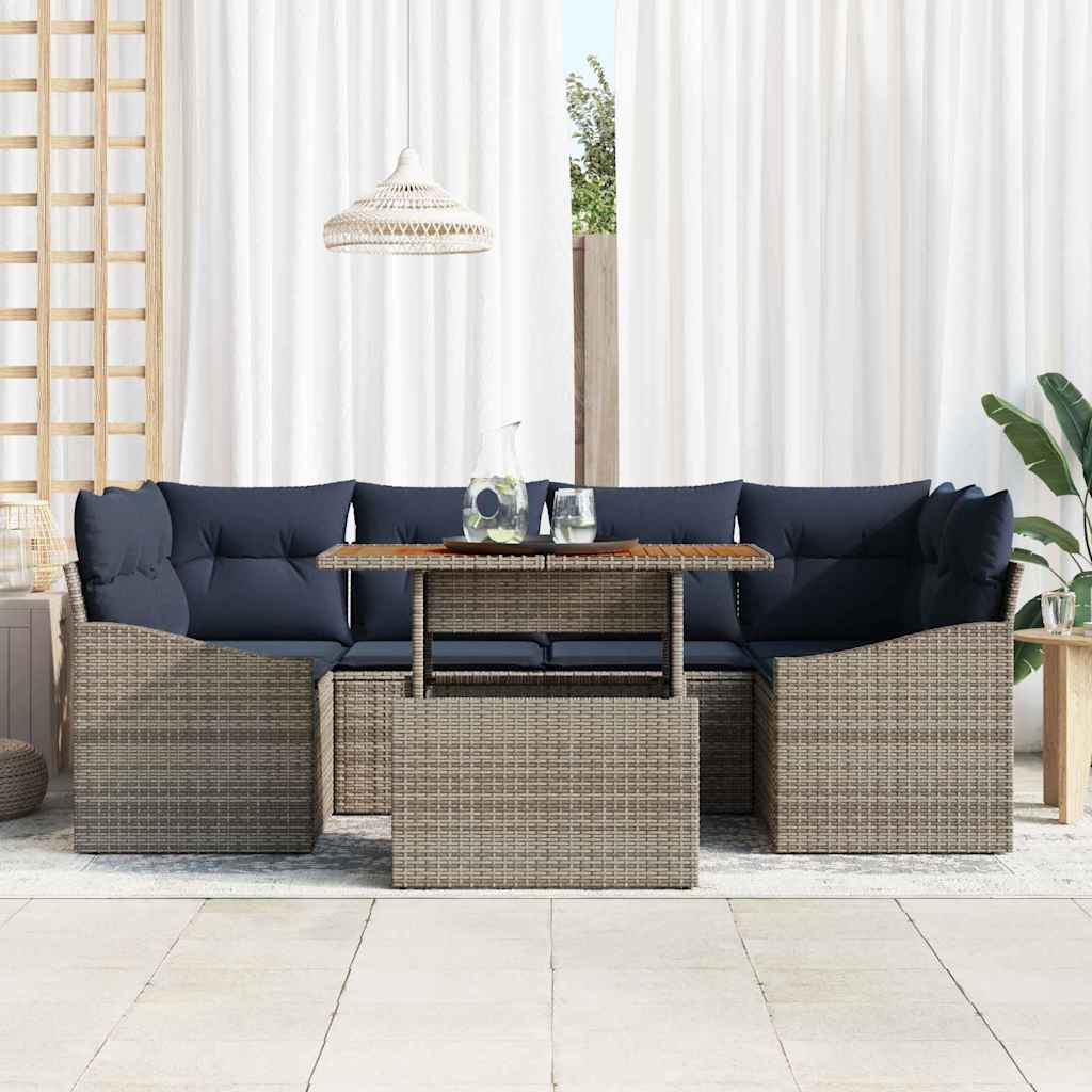 Ensemble de canapé de jardin 7 pcs Gris Poly rotin - XIOS