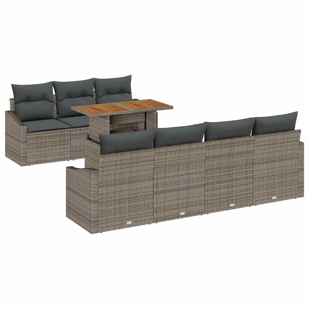 Ensemble de canapé de jardin 8 pcs Gris Poly rotin - XIOS