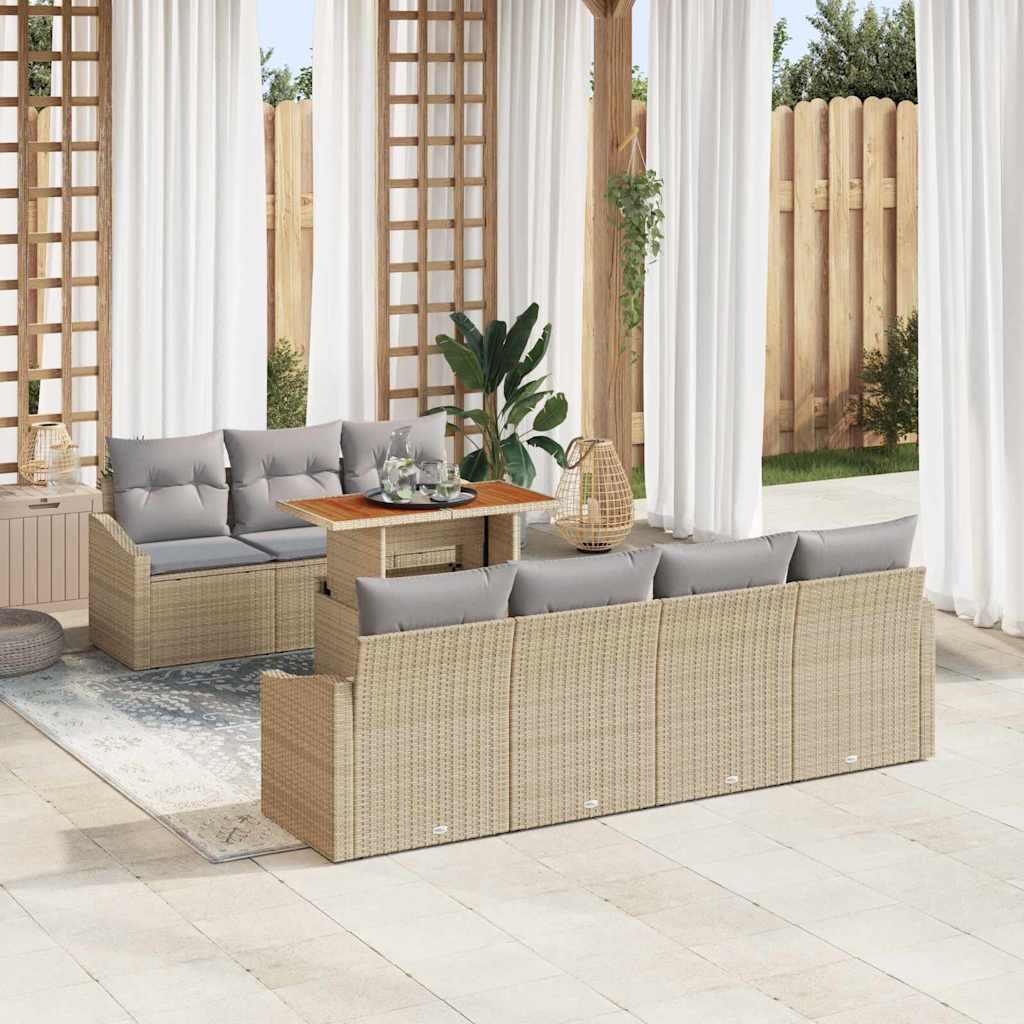 Ensemble de canapé de jardin 8 pcs Beige Poly rotin - XIOS