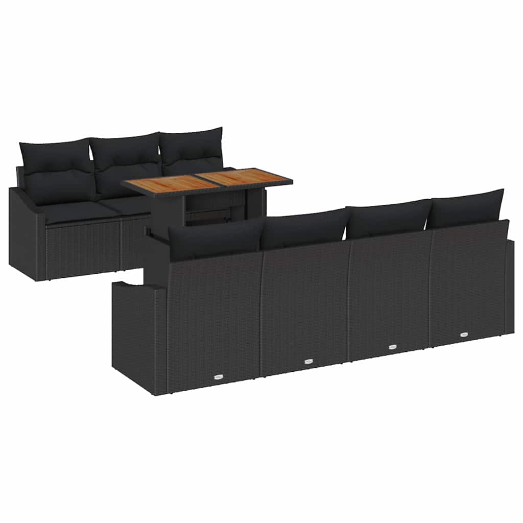 Ensemble de canapé de jardin 8 pcs Noir Poly rotin - XIOS
