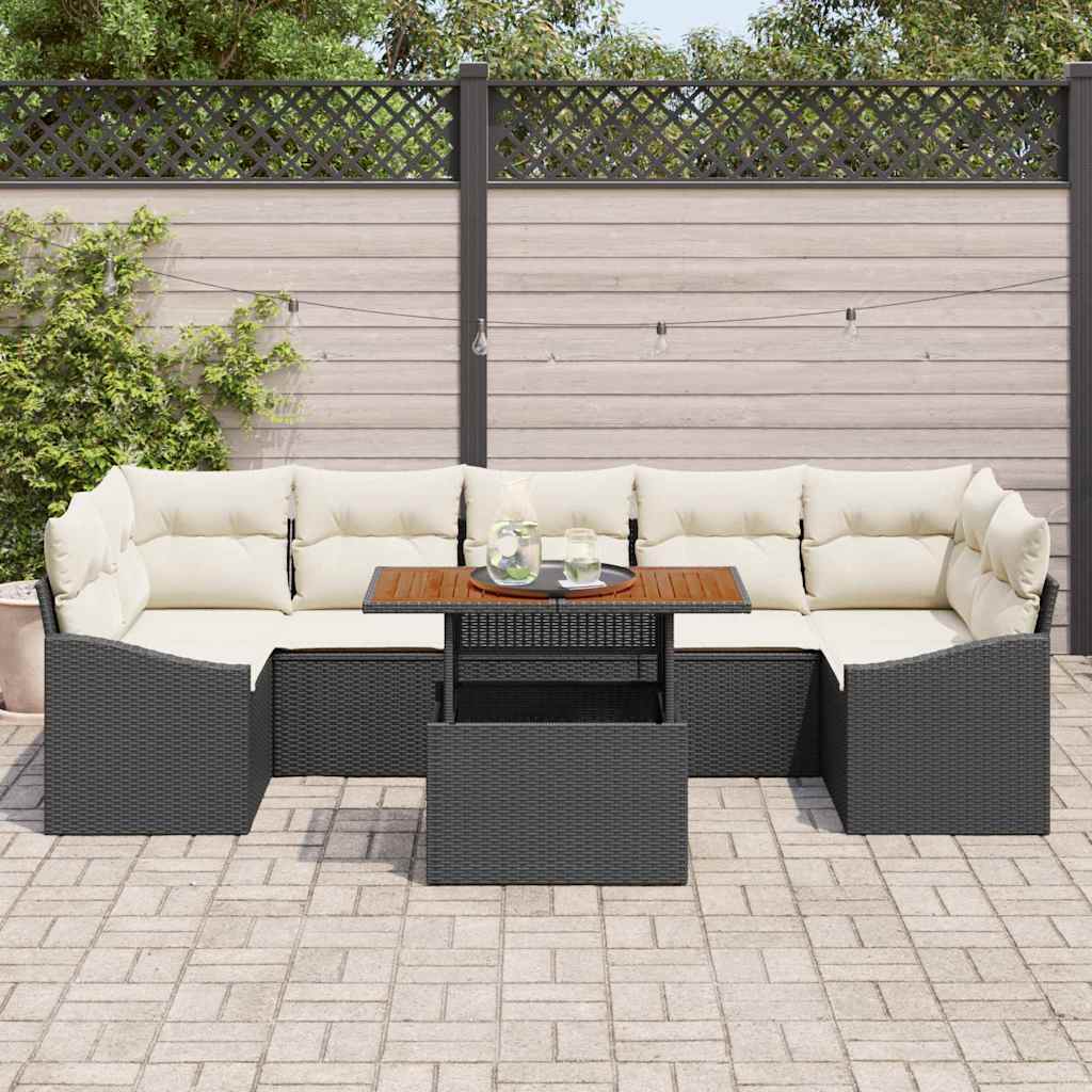 Ensemble de canapé de jardin avec coussin 8 pcs Noir et Beige - XIOS