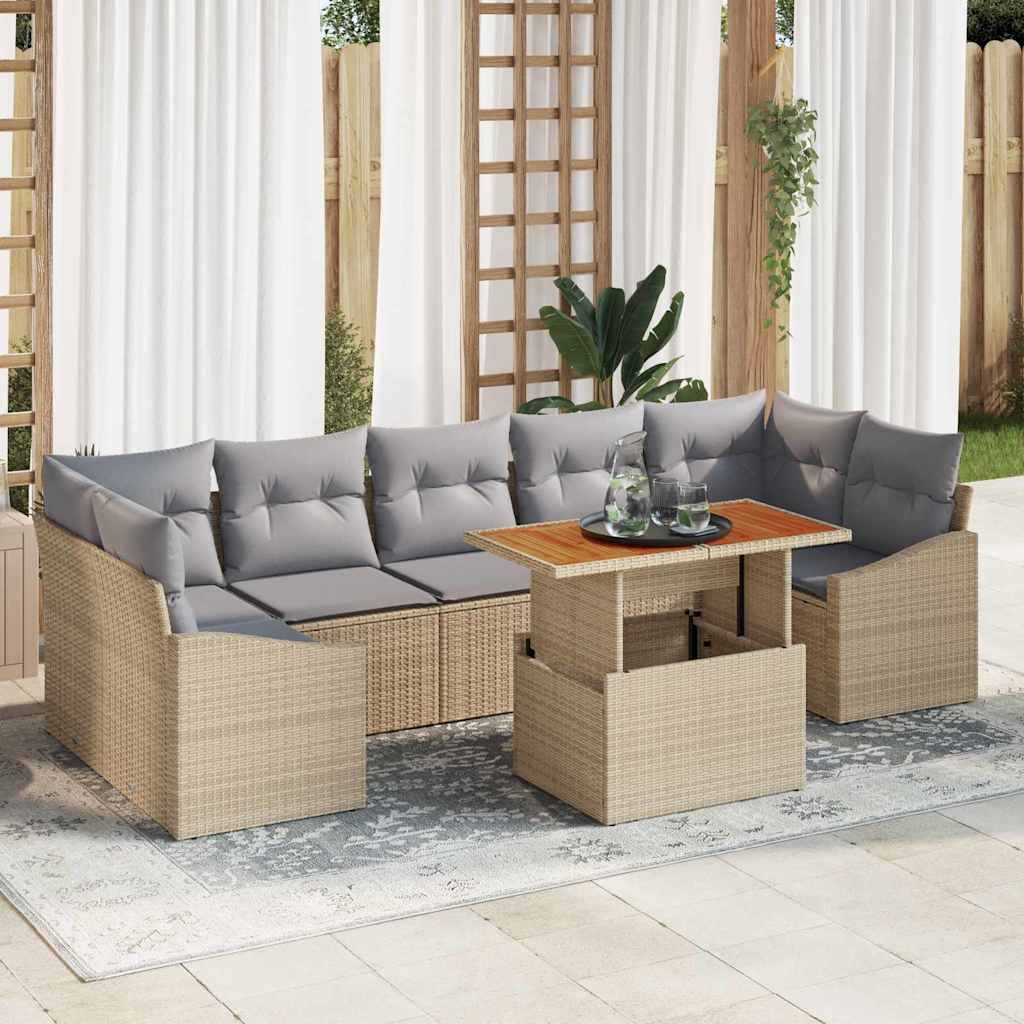 Ensemble de canapé de jardin 8 pcs Beige et Gris clair - XIOS