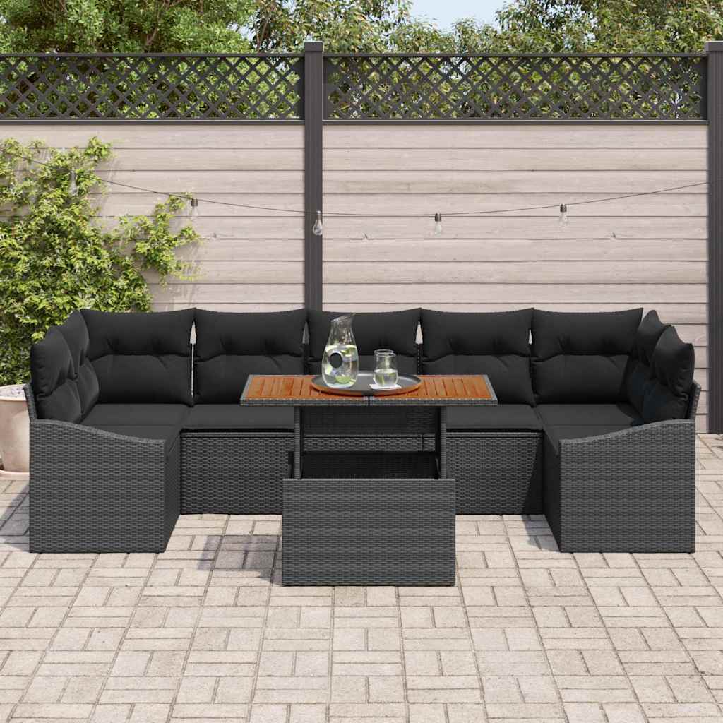 Ensemble de canapé de jardin avec coussin 8 pcs Noir - XIOS