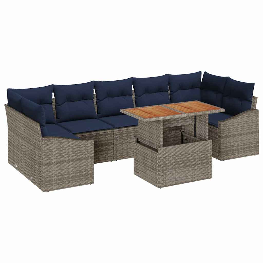 Ensemble de canapé de jardin 8 pcs Gris Poly rotin - XIOS