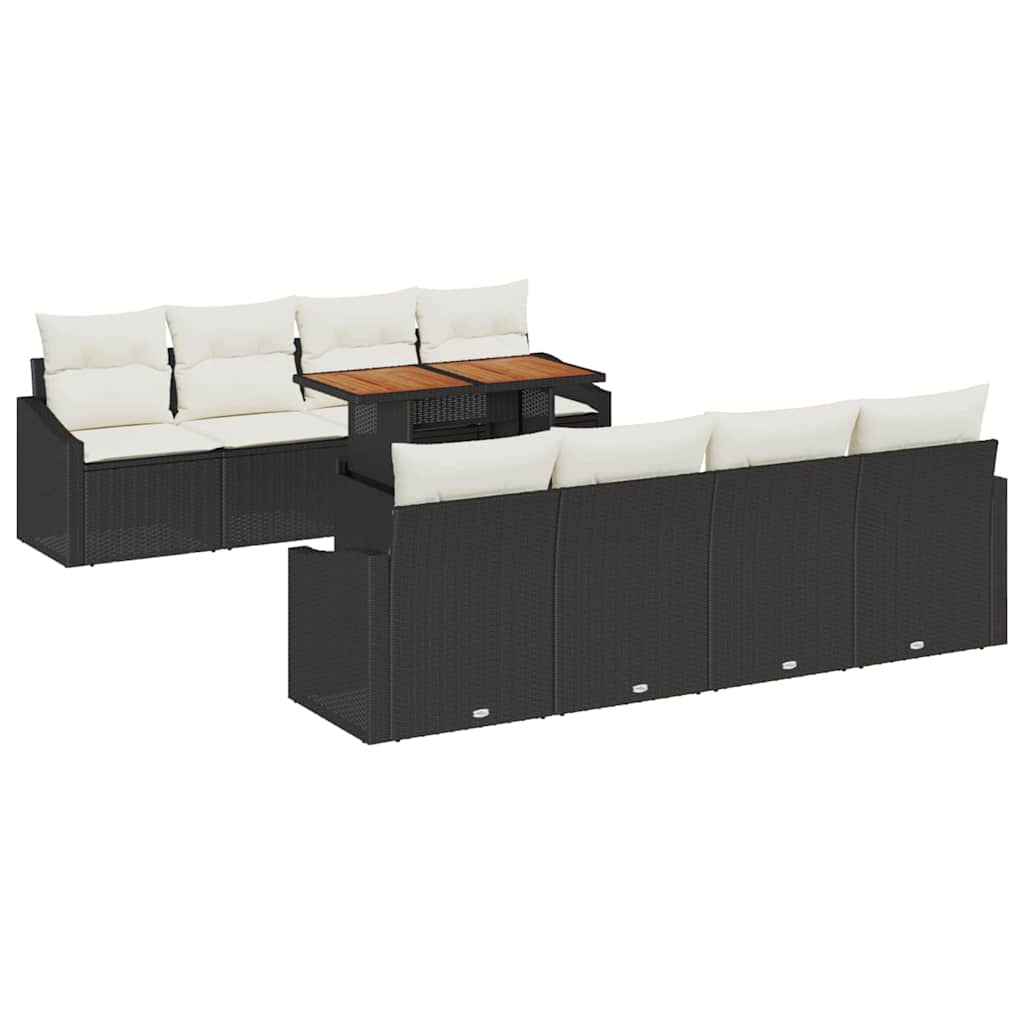 Ensemble de canapé de jardin 9 pcs Noir Poly rotin - XIOS