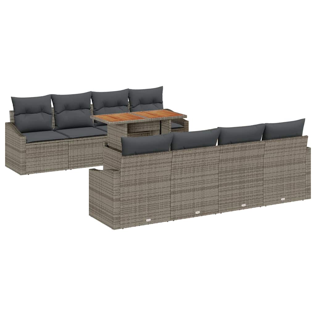 Ensemble de canapé de jardin 9 pcs Gris Poly rotin - XIOS