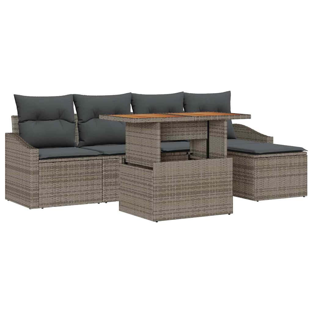 Ensemble de canapé de jardin 6 pcs Gris Poly rotin - XIOS
