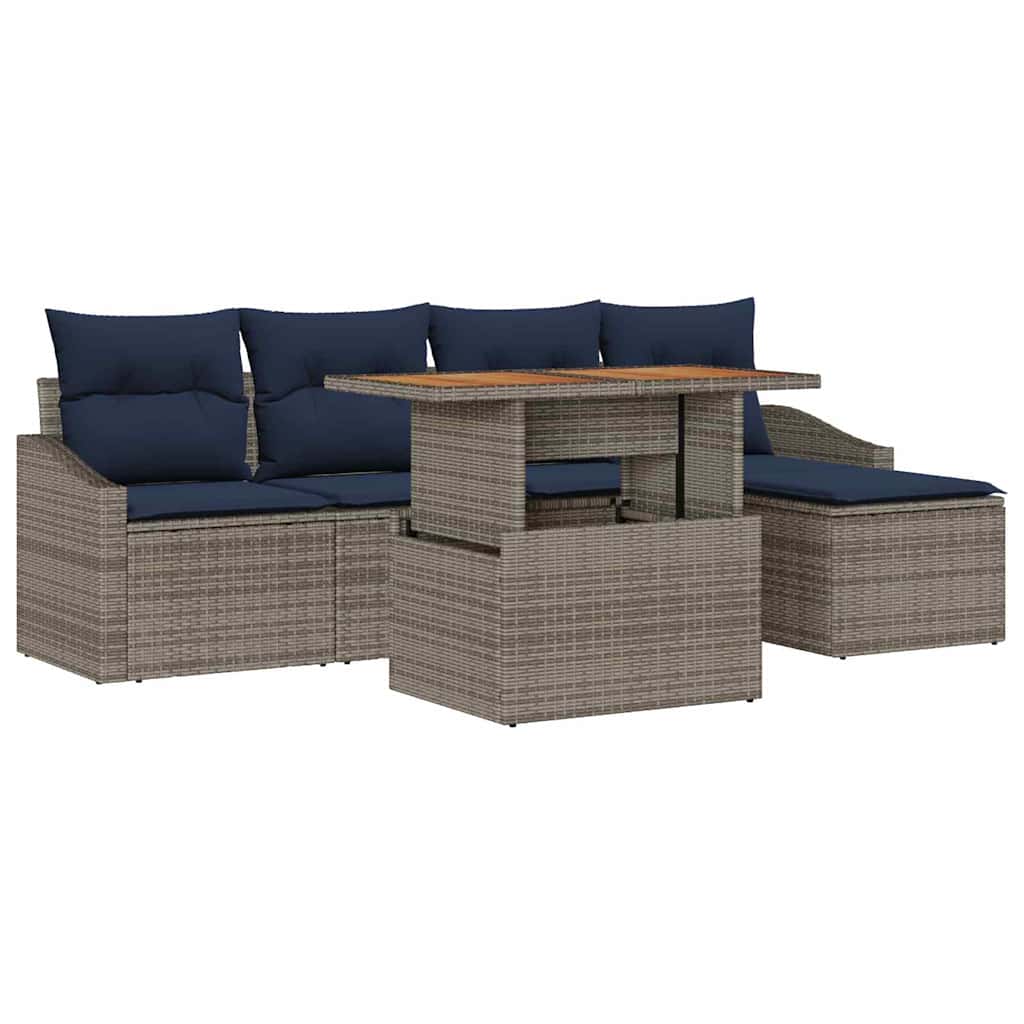 Ensemble de canapé de jardin 6 pcs Gris Poly rotin - XIOS