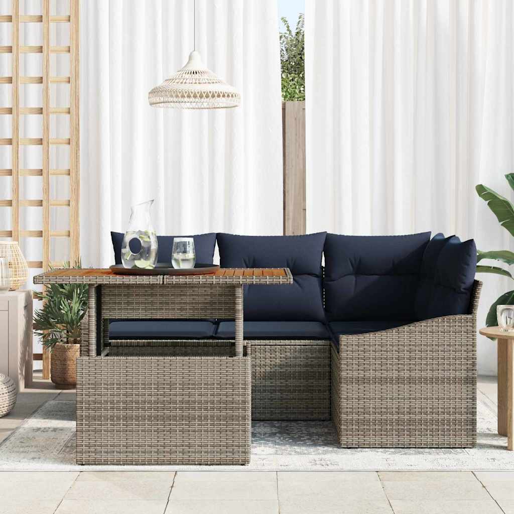 Ensemble de canapé de jardin avec coussin 5 pcs Gris polyrotin - XIOS