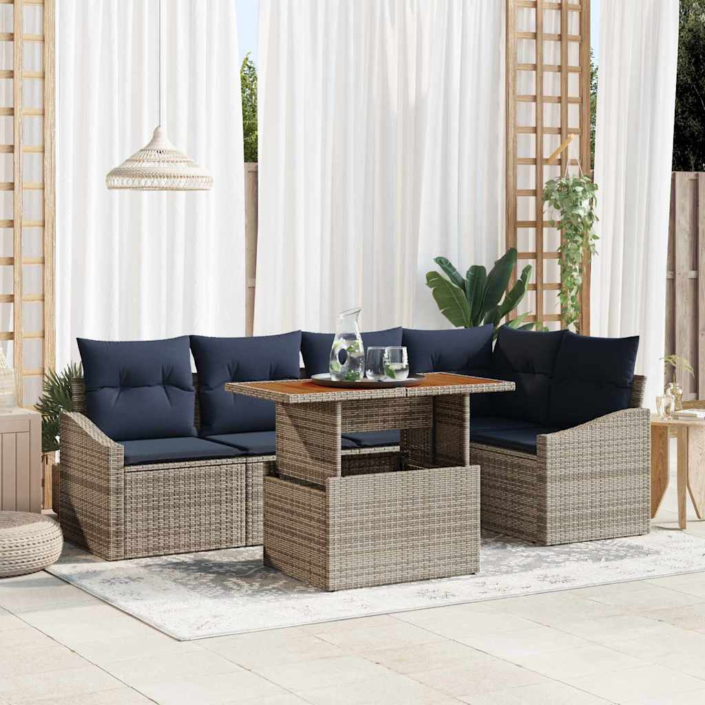 Ensemble de canapé de jardin 6 pcs Gris Poly rotin - XIOS