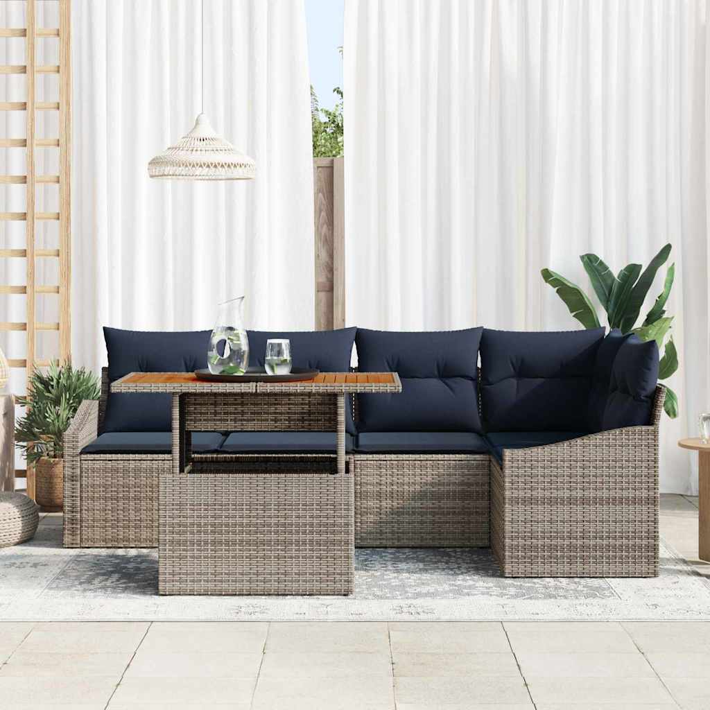 Ensemble de canapé de jardin 6 pcs Gris Poly rotin - XIOS