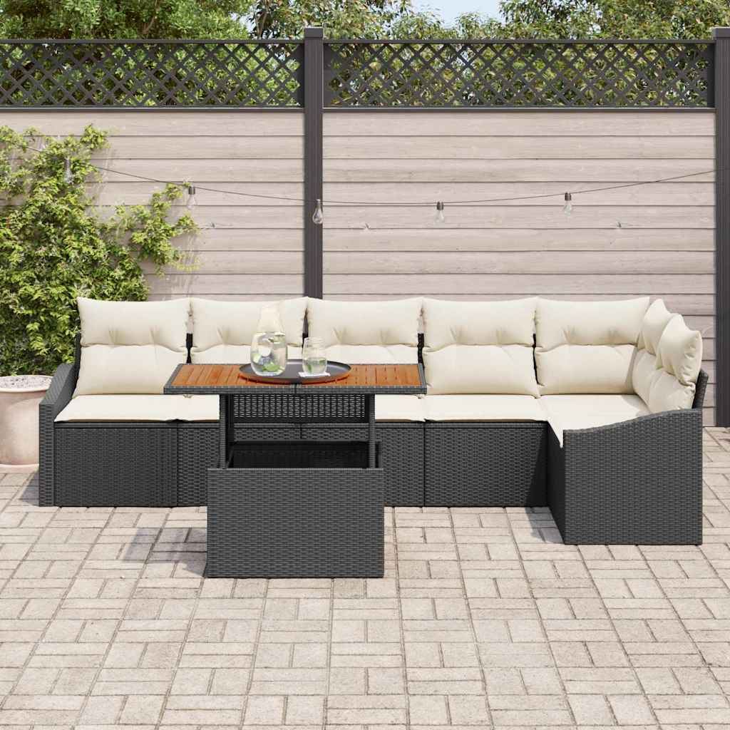 Ensemble de canapé de jardin 7 pcs Noir Poly rotin - XIOS
