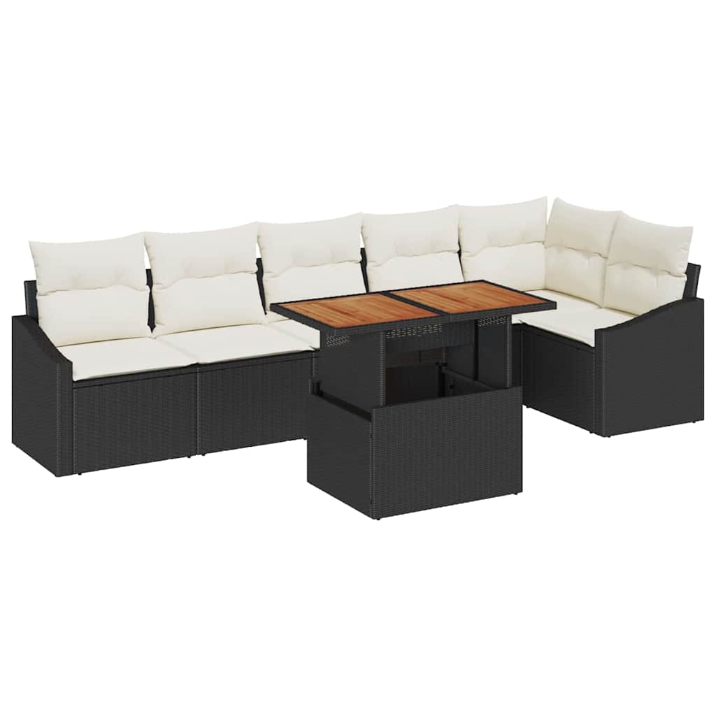 Ensemble de canapé de jardin 7 pcs Noir Poly rotin - XIOS