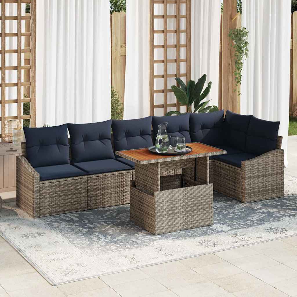Ensemble de canapé de jardin 7 pcs Gris Poly rotin - XIOS