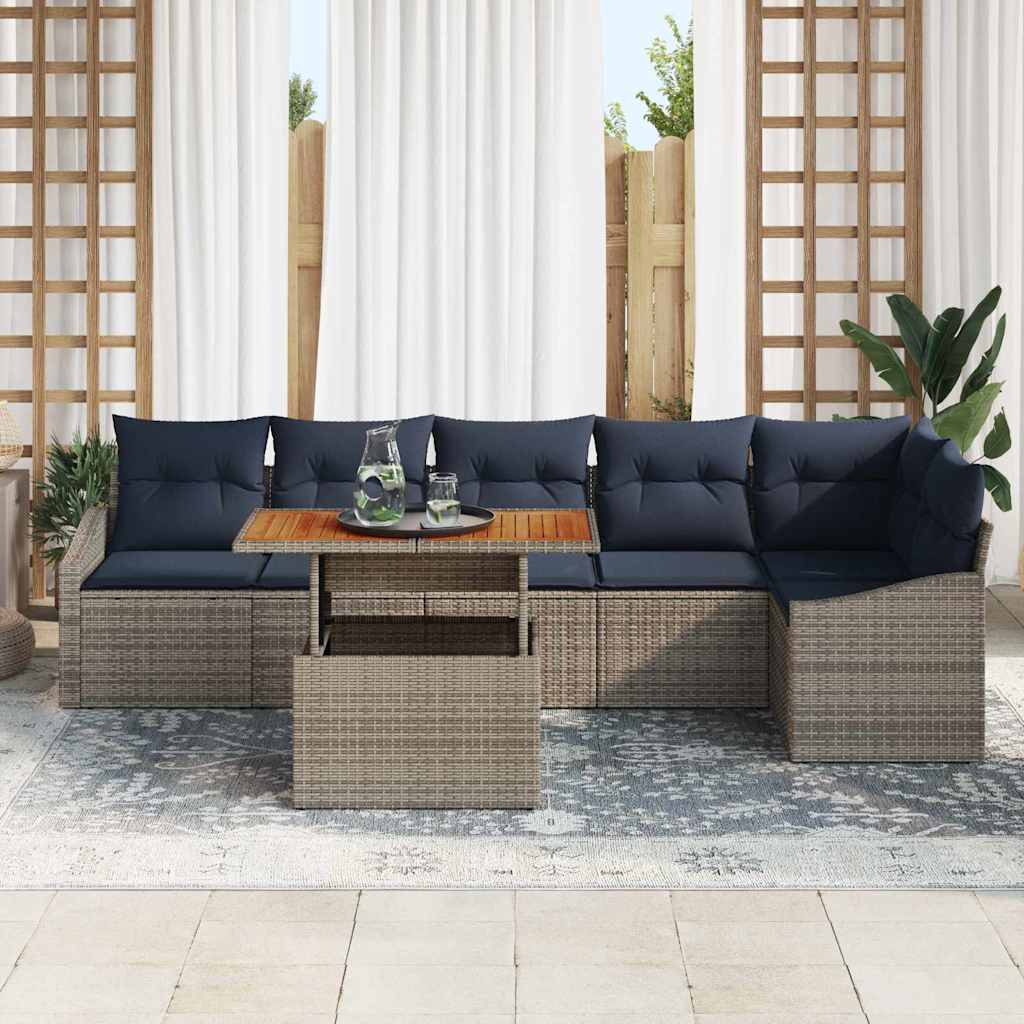 Ensemble de canapé de jardin 7 pcs Gris Poly rotin - XIOS