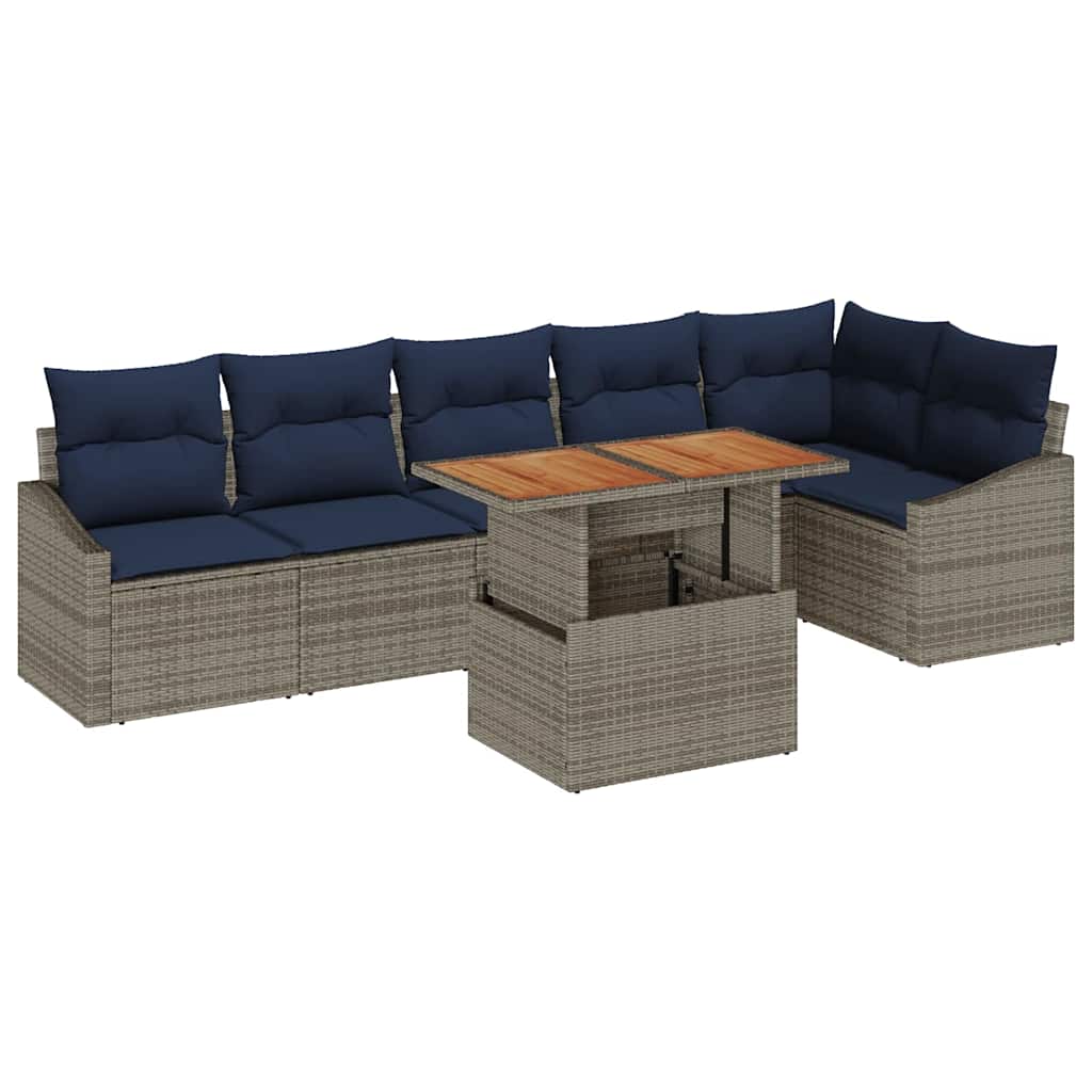 Ensemble de canapé de jardin 7 pcs Gris Poly rotin - XIOS